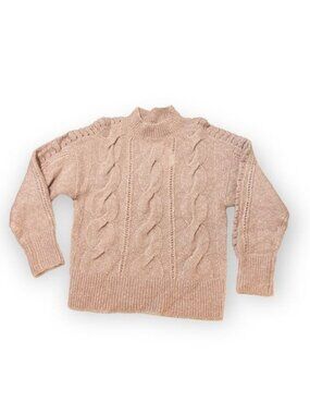 RebeccaTaylor Wool/Mohair Blend Cable Knit Mock Neck  Sweater, Size M